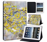 FINDING CASE For Apple iPad 2 iPad 3 iPad 4 Tablet - Printed PU Flip Leather Smart Lightweight Shell Stand Cover Case for iPad2 iPad3 iPad4 (iPad 2/3/4, yellow leaf paint)
