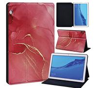 FINDING CASE For Huawei MediaPad T5 10 10.1 Inch Tablet - Printed PU Flip Leather Smart Lightweight Shell Stand Cover Case for MediaPad T5 10 10.1" (red)