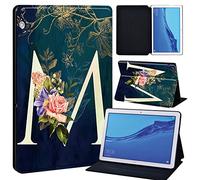 FINDING CASE For Huawei MediaPad T5 10 10.1 Inch Tablet - Printed PU Flip Leather Smart Lightweight Shell Stand Cover Case for MediaPad T5 10 10.1" (initial letter M)