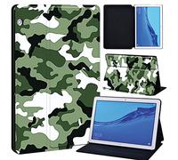 FINDING CASE For Huawei MediaPad T5 10 10.1 Inch Tablet - Printed PU Flip Leather Smart Lightweight Shell Stand Cover Case for MediaPad T5 10 10.1" (green camouflage)