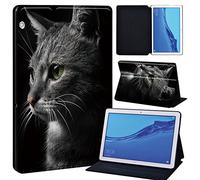 FINDING CASE For Huawei MediaPad T5 10 10.1 Inch Tablet - Printed PU Flip Leather Smart Lightweight Shell Stand Cover Case for MediaPad T5 10 10.1" (Cat)
