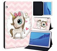 FINDING CASE For Huawei MediaPad T5 10 10.1 Inch Tablet - Printed PU Flip Leather Smart Lightweight Shell Stand Cover Case for MediaPad T5 10 10.1" (pretty unicorn)