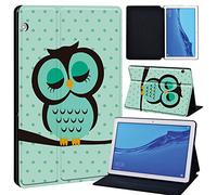 FINDING CASE For Huawei MediaPad T5 10 10.1 Inch Tablet - Printed PU Flip Leather Smart Lightweight Shell Stand Cover Case for MediaPad T5 10 10.1" (sleeping owl)