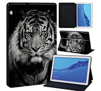 FINDING CASE For Huawei MediaPad T5 10 10.1 Inch Tablet - Printed PU Flip Leather Smart Lightweight Shell Stand Cover Case for MediaPad T5 10 10.1" (Tiger)