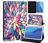 FINDING CASE For Huawei MediaPad T5 10 10.1 Inch Tablet - Printed PU Flip Leather Smart Lightweight Shell Stand Cover Case for MediaPad T5 10 10.1" (rainbow flower)