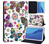 FINDING CASE For Huawei MediaPad T5 10 10.1 Inch Tablet - Printed PU Flip Leather Smart Lightweight Shell Stand Cover Case for MediaPad T5 10 10.1" (multi colorful butterfly)