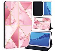 FINDING CASE For Huawei MediaPad T5 10 10.1 Inch Tablet - Printed PU Flip Leather Smart Lightweight Shell Stand Cover Case for MediaPad T5 10 10.1" (hot pink geometric)