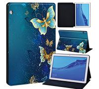 FINDING CASE For Huawei MediaPad T5 10 10.1 Inch Tablet - Printed PU Flip Leather Smart Lightweight Shell Stand Cover Case for MediaPad T5 10 10.1" (fantasy butterfly)