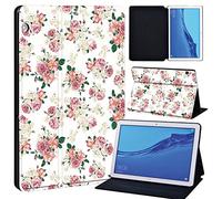 FINDING CASE For Huawei MediaPad T5 10 10.1 Inch Tablet - Printed PU Flip Leather Smart Lightweight Shell Stand Cover Case for MediaPad T5 10 10.1" (vintage pink flower)