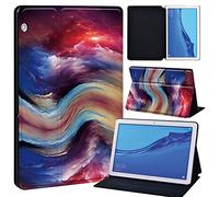 FINDING CASE For Huawei MediaPad T5 10 10.1 Inch Tablet - Printed PU Flip Leather Smart Lightweight Shell Stand Cover Case for MediaPad T5 10 10.1" (MediaPad T5 10 10.1", multi color cloud in sky)
