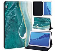 FINDING CASE For Huawei MediaPad T5 10 10.1 Inch Tablet - Printed PU Flip Leather Smart Lightweight Shell Stand Cover Case for MediaPad T5 10 10.1" (emerald green)