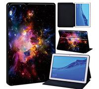 FINDING CASE For Huawei MediaPad T5 10 10.1 Inch Tablet - Printed PU Flip Leather Smart Lightweight Shell Stand Cover Case for MediaPad T5 10 10.1" (MediaPad T5 10 10.1", pink red cluster)