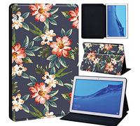 FINDING CASE For Huawei MediaPad T5 10 10.1 Inch Tablet - Printed PU Flip Leather Smart Lightweight Shell Stand Cover Case for MediaPad T5 10 10.1" (flower006)