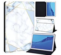 FINDING CASE For Huawei MediaPad T5 10 10.1 Inch Tablet - Printed PU Flip Leather Smart Lightweight Shell Stand Cover Case for MediaPad T5 10 10.1" (blue geometric)