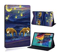 FINDING CASE For Samsung Galaxy Tab S5e T720 T725 10.5 Inch Tablet - Printed PU Flip Leather Smart Lightweight Shell Stand Cover Case for Galaxy Tab S5e T720 T725 10.5 Inch (twin fox and moon paint)