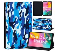 FINDING CASE Galaxy Tab A 8.0 2019 Case T290 T295, Slim Light Cover Stand Hard Shell Folio Case for 8.0 inch Galaxy Tab A 2019 Tablet Model SM-T290 (Wi-Fi) SM-T295 (LTE) (blue camouflage)