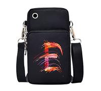 FINDING CASE initial letter Printed Women Girls men Zipper Waterproof Nylon 3 Layers Crossbody Bags Wallet Cellphone Purse Shoulder Bag Wristlet Handbags Adjustable Strap (Paint E)