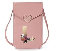 FINDING CASE Ladies Crossbody Bag, PU Leather Shoulder Bag with Metal Snap and Transparent Window, Touch Screen Messenger Bag Mobile Phone Bag with Strap for Cellphone, Key, Card, Phone (gold L)