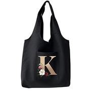 FINDING CASE Reusable Heavy Duty Shopping Medium Tote Bag 100% Cotton Canvas with Strong Matching Handles,Shopping Bags Large Capacity Canvas Tote Bags with Inner Pocket (gold K)