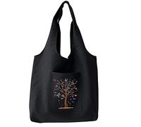 FINDING CASE Reusable Heavy Duty Shopping Medium Tote Bag 100% Cotton Canvas with Strong Matching Handles,Shopping Bags Large Capacity Canvas Tote Bags with Inner Pocket (Butterfly Tree)