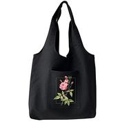 FINDING CASE Reusable Heavy Duty Shopping Medium Tote Bag 100% Cotton Canvas with Strong Matching Handles,Shopping Bags Large Capacity Canvas Tote Bags with Inner Pocket (Pink Rose)
