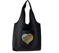 FINDING CASE Reusable Heavy Duty Shopping Medium Tote Bag 100% Cotton Canvas with Strong Matching Handles,Shopping Bags Large Capacity Canvas Tote Bags with Inner Pocket (Heart Thread)