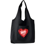 FINDING CASE Reusable Heavy Duty Shopping Medium Tote Bag 100% Cotton Canvas with Strong Matching Handles,Shopping Bags Large Capacity Canvas Tote Bags with Inner Pocket (Heart Diamond)
