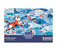 Finding Cat in Fish Wooden Jigsaw Puzzle Waterproof 1000 Piece Puzzles for Adults Impossible Educational Games