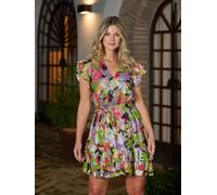 Finding Friday Metallic Printed Ruffle Mini Wrap Over Dress Multi 12