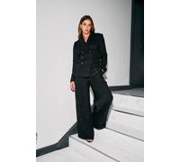 Finding Friday Metallic Tweed Double Breasted Tailored Jacket In Black Black 10