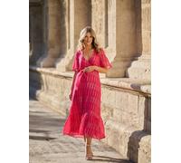 Finding Friday Metallic Wrap Dress In Dark Pink Dark Pink 12