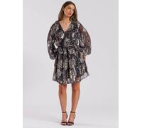 Finding Friday Print Metallic Long Sleeve Short Dress Multi 12