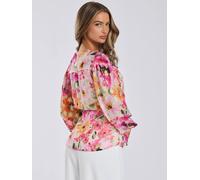 Finding Friday Print Metallic Wrap Tie Blouse In Brown Brown 16