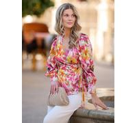 Finding Friday Print Metallic Wrap Tie Blouse Multi 10