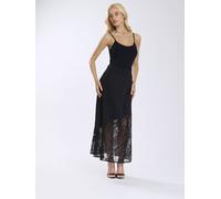 Finding Friday Satin Midi Skirt With Lace Insert In Black Black 8