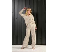 Finding Friday Sequin Wide Leg Trousers In Silver Silver 14