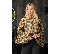 South Beach Women's Print Metallic High Neck Blouse in Brown | Size: 12 South Beach Brown 12