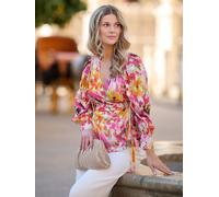 Finding Friday Women's Print Metallic Wrap Tie Blouse | Size: 14 Finding Friday Multicolor 14