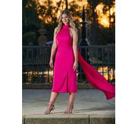 Finding Friday Women's Satin One Shoulder Midi Dress in Dark Pink | Size: 8