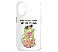 Finding My Groove Loving Myself, Cute Frog Sat On Disco Ball Case for iPhone 17