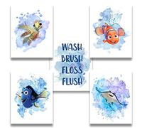 Finding Nemo Dory Watercolor Wall Art Decor,Set of 5 8x10 inch,Finding Nemo Party Decorations Posters For Boys Room, Girls Room,Kids Playroom Bedroom Decorations -Finding Nemo bathroom Decor UNFRAMED