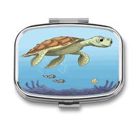 Finding Sea Turtles Pill Box Medicine Pill Organizer Small Pill Case Travel Pill Container Portable Pill Case for Pocket 2 Compartment Pill Holder Pill Boxes for Travel