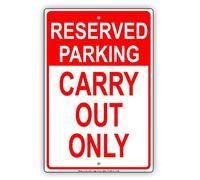 Findkate Reserved Parking Carry Out To Go Take Out Only Reserved Alert Caution Warning Notice Aluminum Metal Tin 8""x12"" Sign Plate Home Decor Holiday Wall Art
