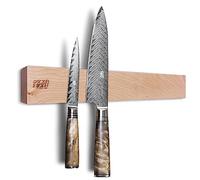 FINDKING Maple Wood Magnetic Knife Strip, Magnet Utensil Holder for Wall, Refrigerator, Wooden Rack for Kitchen Knives, No Drill (Beige, 40CM, Without Knives)