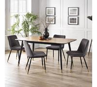 Findlay Dining Set - Walnut - 4-6 Seater - 160cm - Delaunay Grey Chairs