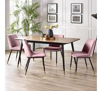 Findlay Dining Set - Walnut - 4-6 Seater - 160cm - Delaunay Pink Chairs
