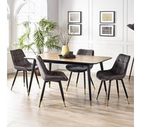 Findlay Dining Set - Walnut - 4-6 Seater - 160cm - Hadid Grey Chairs