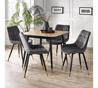 Findlay Dining Set - Walnut - 4 Seater - 90cm - Square - 4 Delaunay Grey Chairs