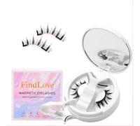 FindLove Reusable Magnetic Eyelashes, Natural Look, Eyeliner, No Glue, False Eyelash Set with Black Applicator