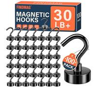 FINDMAG 100 Pack 25 LBS Magnetic Hooks Neodymium Magnet Hooks for Hanging, Magnetic Hooks Magnets with Hook for Bathroom, Kitchen, Towel, Office, Garage, Silver